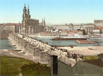 Dresdner Altstadt und Augusbrücke zwischen 1890 und 1905